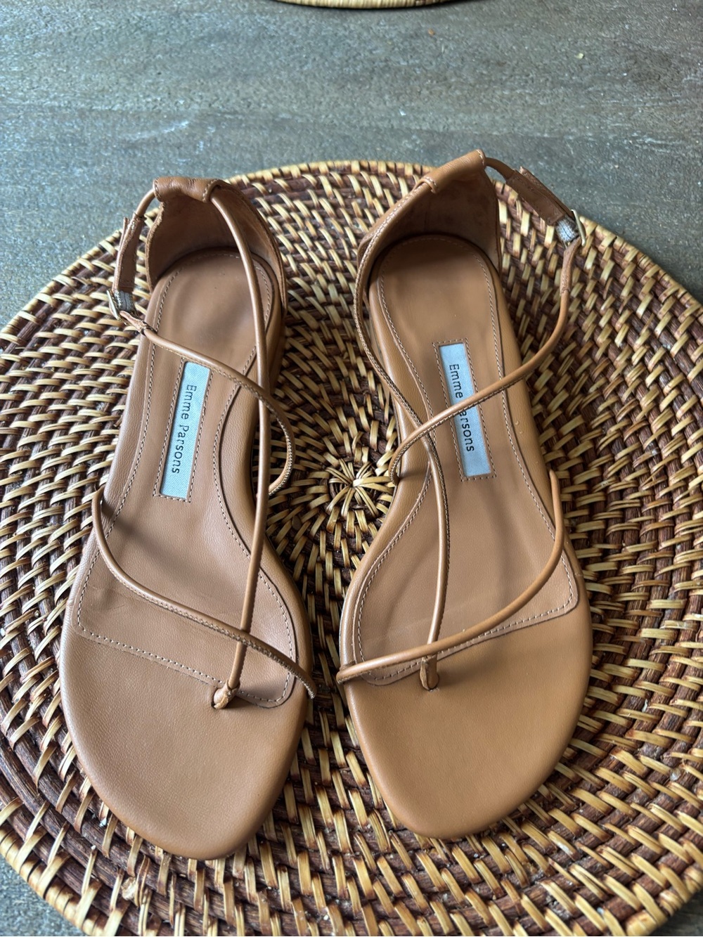 Emme Parsons String Sandal in Tobaco Nappa Size 35